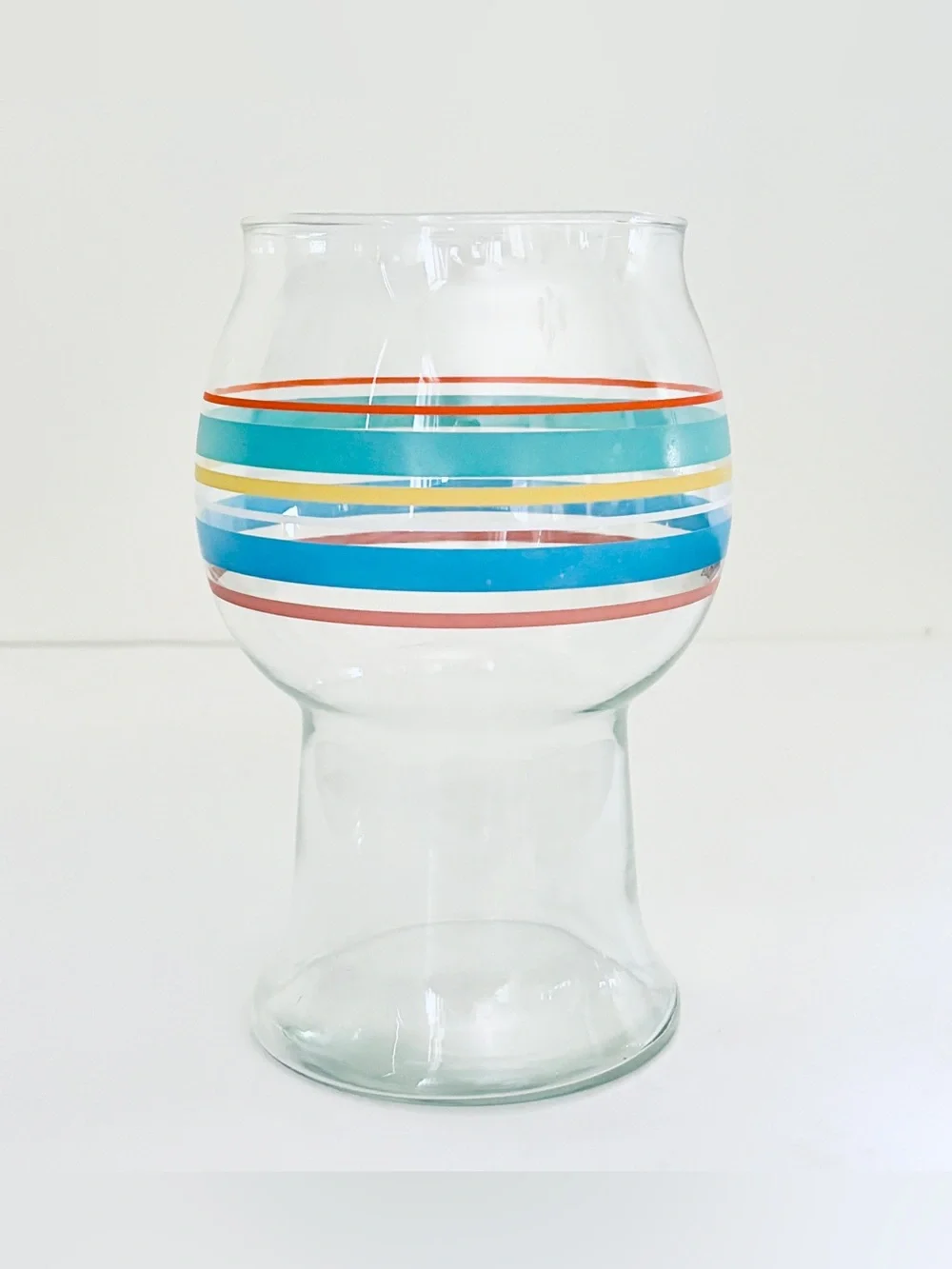 Vintage Fiesta Glass Floating Pillar Holder Hurricane Lamp Striped Original Box